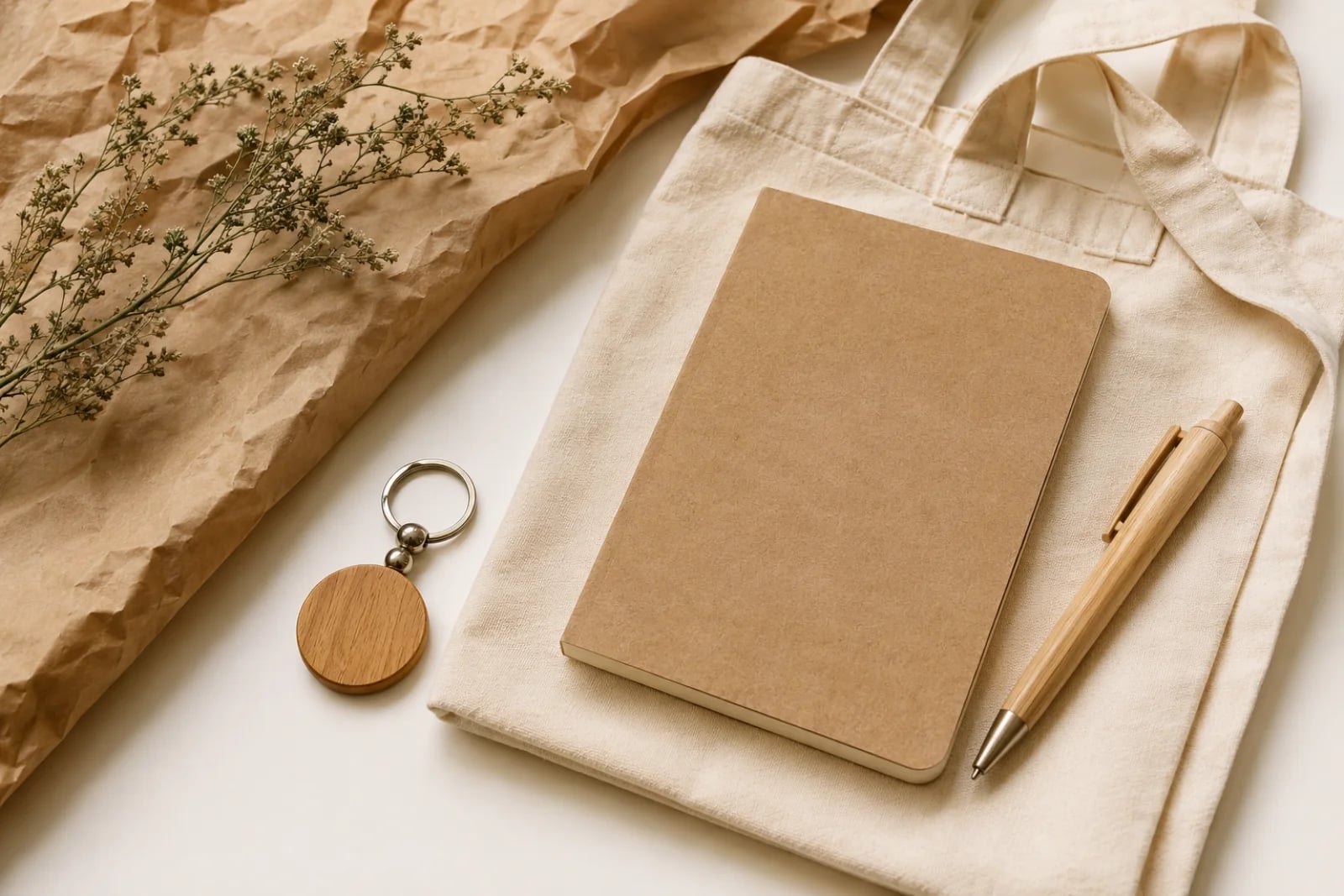 Goodies écologiques personnalisés : gourde, tote bag et objets en matières responsables
